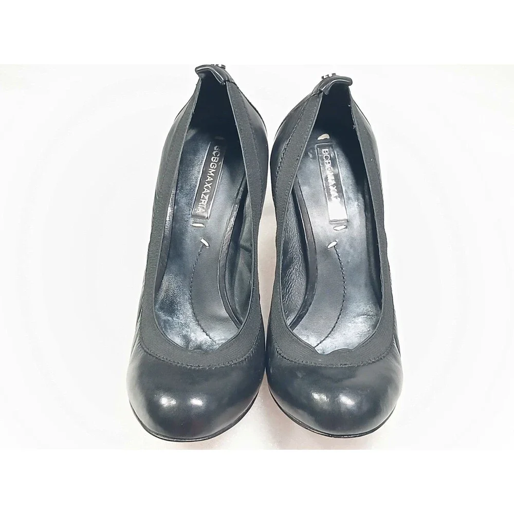 BCBGMAXAZRIA Black Leather High Heels – Size 8 Classic Pumps